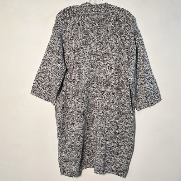 H&M Boho/Office Chunky Knit Black/White 3/4 SLV Round Hem Open Front Cardigan S - Picture 4 of 14